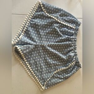 sadie sage Shorts Size XS Made In USA Powder Blue Polka Dots Pom Poms Boho